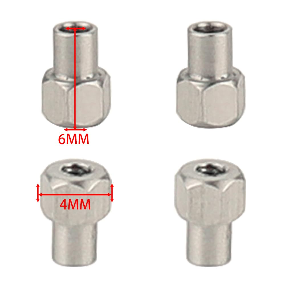 ZXYRC 2/3/4.7/5mm M2 Long Wheel Nuts for 1/24 RC Crawler Axial SCX24 AX24 Metal Upgrade Parts (6mm Stainless Steel)