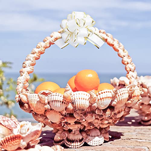 Wewiluck Gift Bow For Gift Wrapping, 10 Pcs White Pull Bows With Golden Line, Wrap Supplies Bow With Ribbon For Christmas Tree, Xmas Presents, Wedding Decor, Basket Decoration, Birthdays, Holidays #TOP3