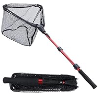 Sougayilang Fischkescher, Fischkescher, faltbar, zusammenklappbar, Teleskopstange, strapazierfähiges Nylon-Material, sicheres Fangen oder Lösen von Fischen, RSJ115 cm
