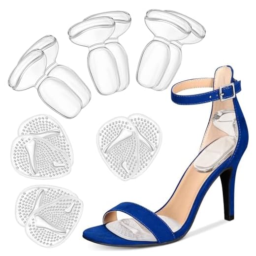 ONUEMP Heel Cushion Inserts and Metatarsal Pads for Women, 3 Pairs Heel Grips and 3 Pairs Ball of Foot Cushions, Silicone Shoe Pads Insoles for High Heels, Blister Prevention for Too Big Shoes