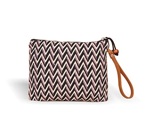 Image of ASTRID Women's Striped 20 Cms Cosmetic Pouch (S ASTD0403-4 Grey)