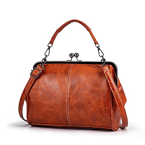Vintage Hollow Shoulder Bag for Women Leather Satchel Clutch Purse with Kiss Lock Genuine Leather2