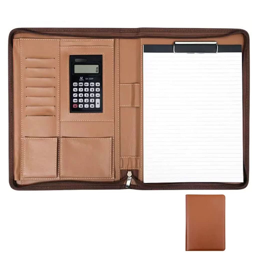 Porte Documents Porte Bloc A4 Portefeuille en Cuir PU avec Fermeture éclair pour Hommes et Femmes, Portefeuille de CV d'affaires pour Organisateur de dossiers en Cuir A4