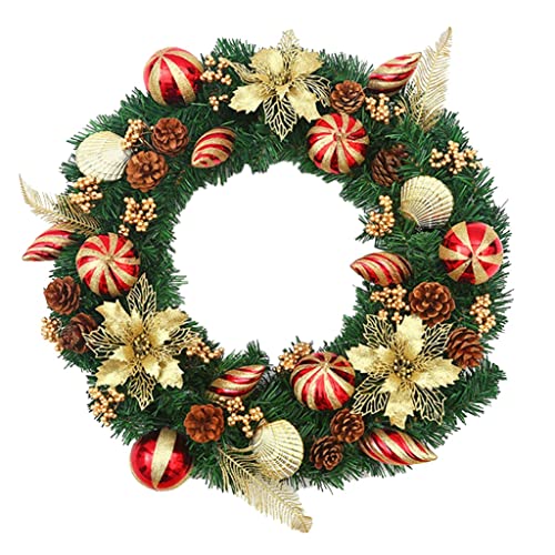 Couronne de Noël pour porte d'entrée artificielle 16 pouces sans entretien