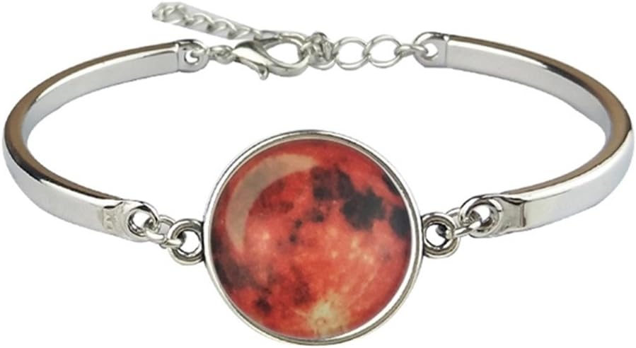 Hanigbibi Planet Glow Bracelet Star Planet Glass Bangles Glow in the Dark Red Moon Bracelets