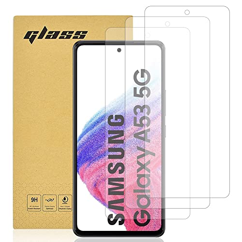 Totill [3 Pack] for Samsung Galaxy A53 Tempered Screen Protector 99.99% HD Clarity 9H Hardness Premium Quality Guard Film Case Friendly Shockproof Scratchproof
