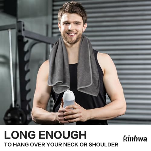 KinHwa Microfibre Gym Towels for Men Women Super Absorbent Sport Fitness Towels Fast Drying Towel for Yoga Camping Travel Hiking 3 Pack 40cm X80cm Grey - Image 5