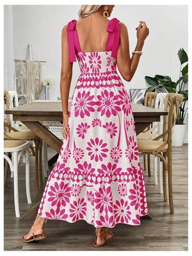 Image of Floerns Women's Vintage Sleeveless Tie Shoulder Sundress Floral Print Cami Maxi Dress