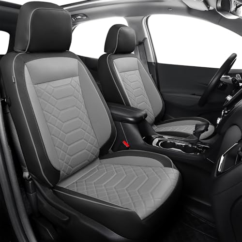 FREESOO Customized for Chevy Equinox 2018-2024 Seat Covers Full Set, Faux Leather Car Seat Cover for Chery Equinox Premier, LS,LT,L,RS (Not for Equinox EV) BlackGrey