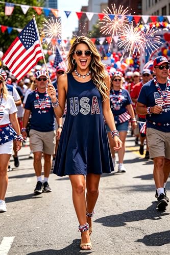 Image of Womens Sleeveless Casual Funny Patterned Holiday Dresses