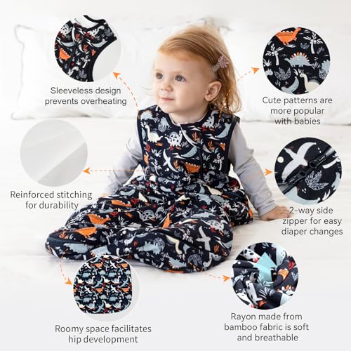 Image of Rayon Made from Bamboo Sleep Sack 24-36 Months 1.0 TOG | Toddler Sleep Sack 2T-3T, Supersoft Breathable Sleeping Bag with 2-Way Zipper, Baby Wearable Blanket, All-Year-Round Comfort