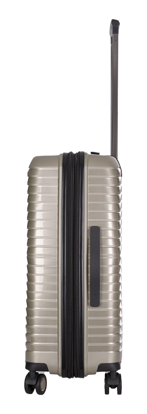 Stratic Bright+ Hartschalen-Koffer Trolley Koffer mittelgroß Reisekoffer, wasserabweisend, 4 Rollen, erweiterbar, TSA-Schloss (Größe M, Champagne)