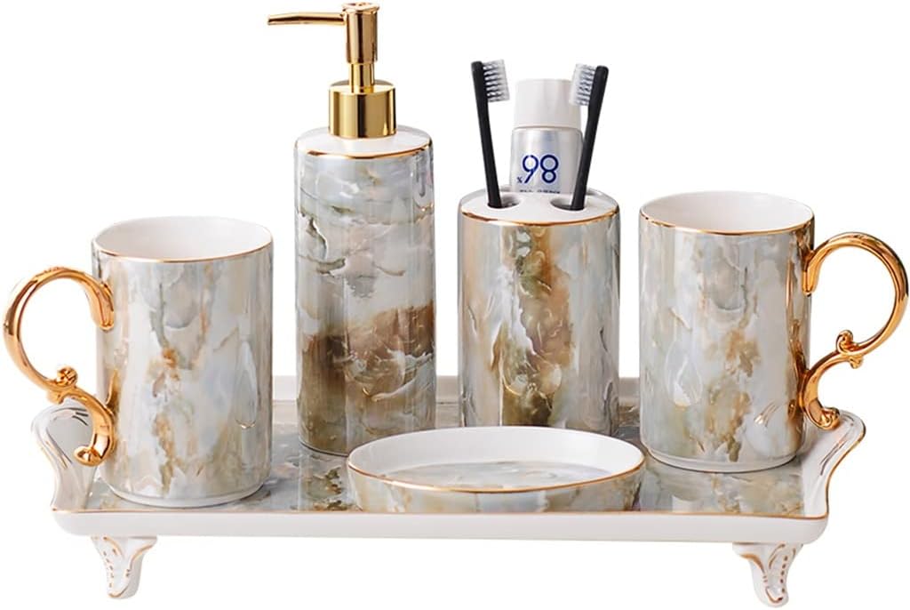 Bathroom Toiletries Toilet Brushing Cup Wash Set European Ceramic Bathroom Six-Piece Set