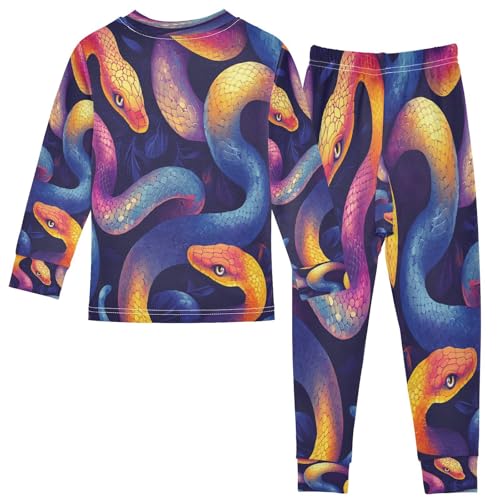 Pajama Sets Long Sleeve Watercolor Cute Snake Soft Comfy Sleepwear 2 Piece PJS 3-8T3
