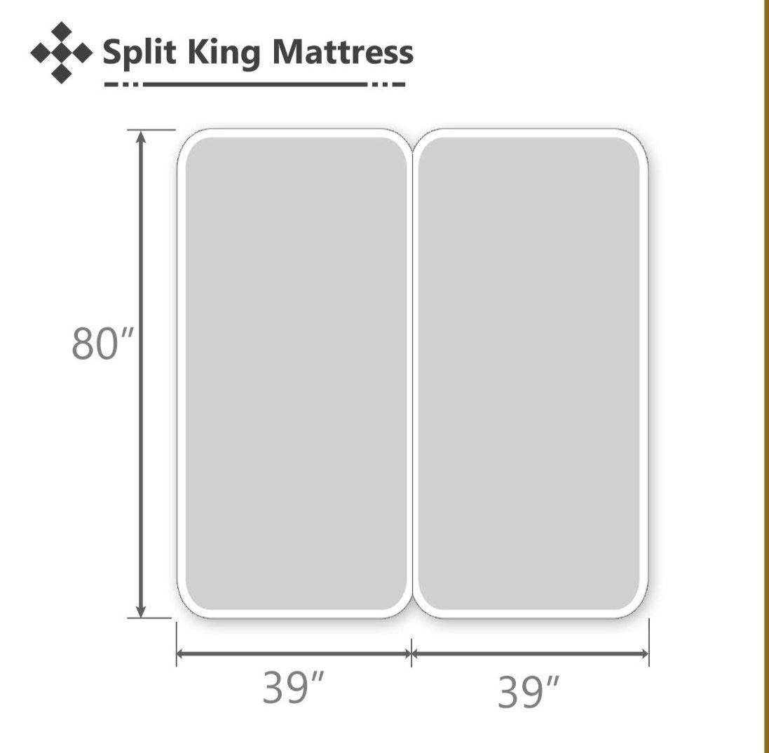Protector de colchón Split King para sábanas ajustables estilo cama dividida, 100% algodón de rizo impermeable, 18 pulgadas de profundidad (2 piezas Split King de 39 x 80 pulgadas, blanco)