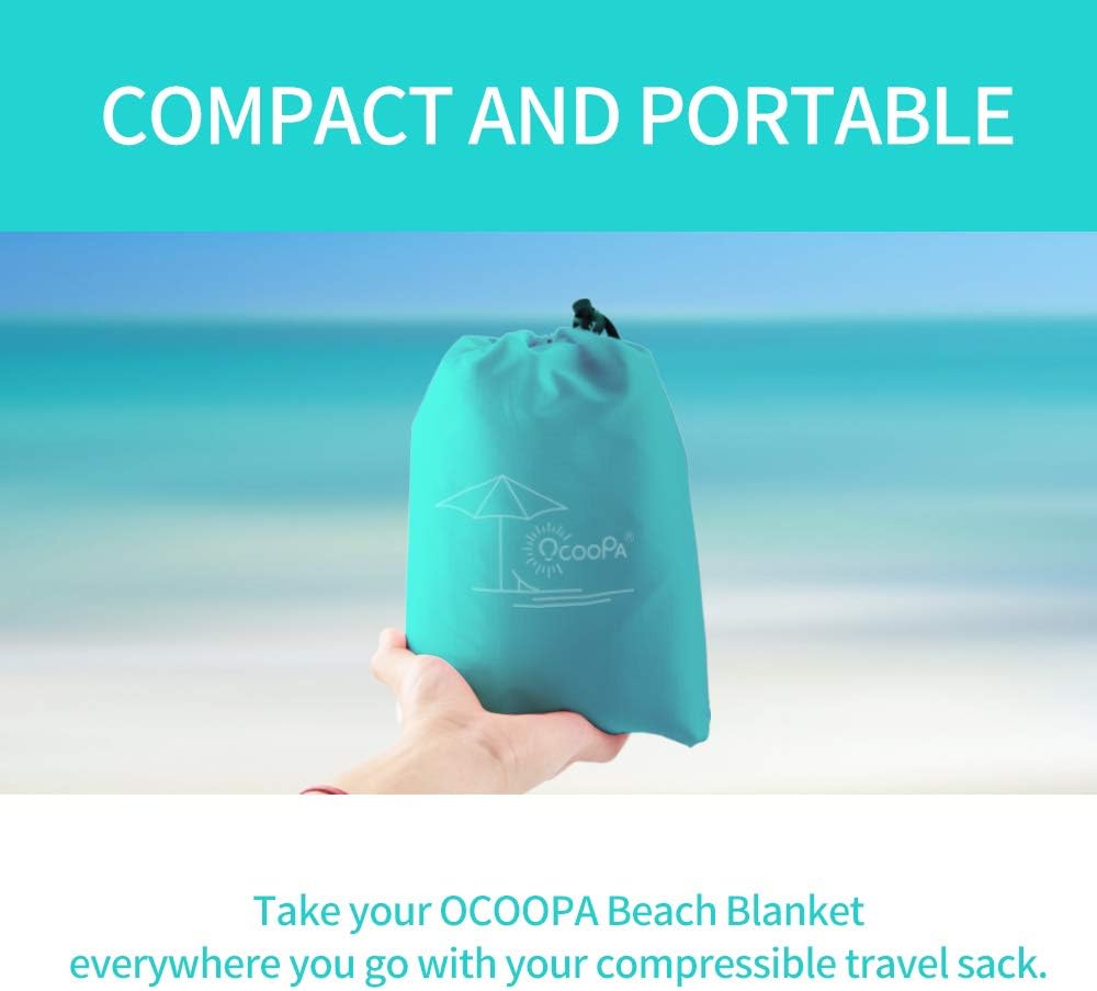 OCOOPA Outdoor Beach Blanket Sand Proof, Soft Cool Feeling Mat, Sand Free Beach Blanket, Lightweight Ground Tarp, Waterproof Picnic Mat for Camping, Hiking, Concert