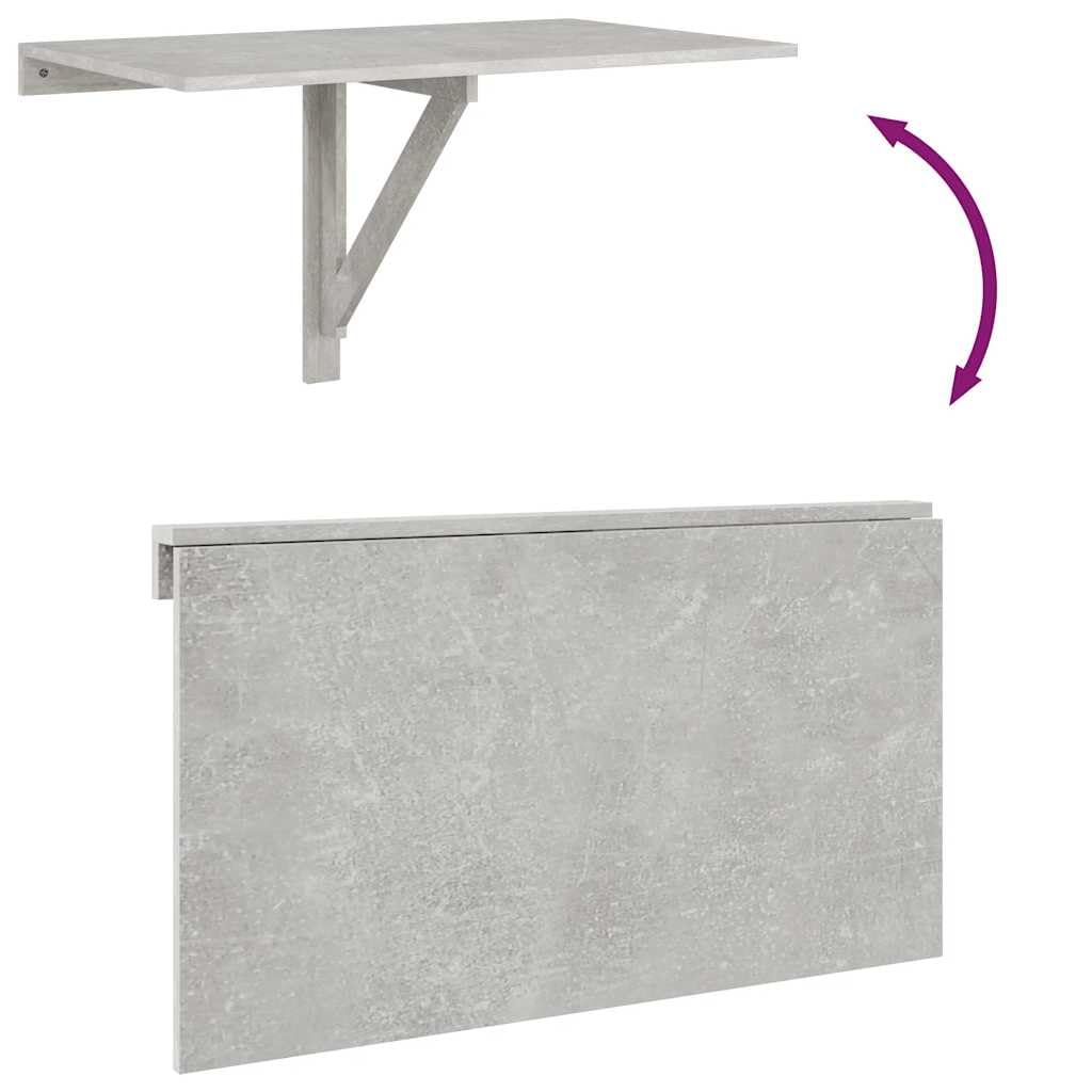 vidaXL Tavolino Muro Pieghevole Grigio Cemento 100x60x56cm Multistrato