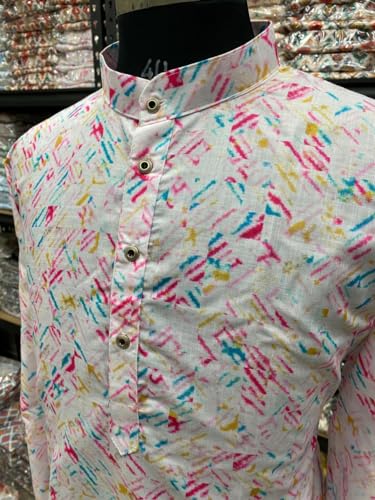 Image of FOXDX Men's Traditional Cotton Floral Printed Only Kurta