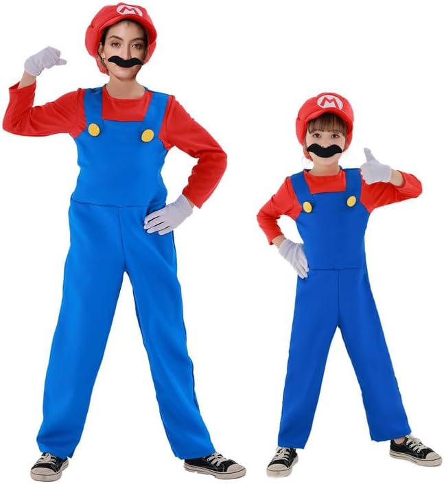 Disfraz de anime de superhéroes de dibujos animados con mono, sombrero, bigote y guantes para fiesta de carnaval de Halloween