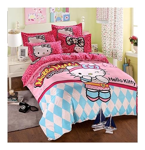 Juego de Funda Nordica 100% Microfibra Reversible Cama Suave Fundas Nórdicas Hello Kitty Funda Edredon y Funda de Almohada de 50x75 cm (Color : F, Size : 150x200cm 4pcs)