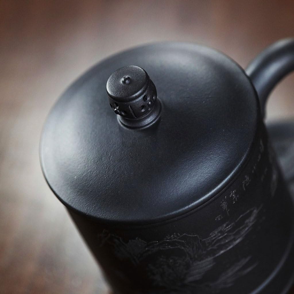 Tasse à thé en céramique Tasse Zisha en Argile sculptée à la Main avec Filtre intérieur for Infusion de thé, séparation du thé et de l'eau, 480 ML Tasses à thé