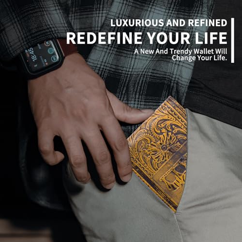 Image of Mens Rodeo Short Wallet Western RFID-Blocking Bifold Leather Wallet with ID Window - Full Grain Leather Wallets Unique Gift for Men, 02--Brown