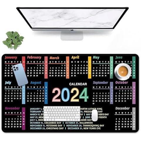 Arttown 2024 office Year Calendar Mouse Pad Large Gaming Mouse Pad Non-Slip Desk Pad Keyboard and Mouse Desk Mat for Gamer, Office & Home, 31.5 x 15.7 in Cover