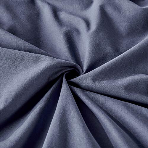 Jellymoni Denim Blue 100% Washed Cotton Duvet Cover Set, 3 Pieces Luxury Soft Bedding Set With Buttons Closure. Solid Color Pattern Duvet Cover King Size(No Comforter) #TOP3