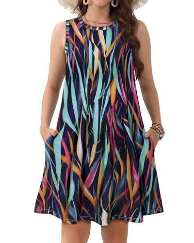 Image of JOLIGAL Womens Summer Dresses Casual Sleeveless Tshirt Sundress Beach Cover Up with Pockets Loose Tank Dress 2026