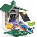 Smart Bird Feeder with Camera Solar Powered, 2K HD Video Live View Bird Feeders for Outdoors, AI Recognition & Instant Alerts,Weatherproof, Gift for BirdLovers & Garden Birdwatching (Green)