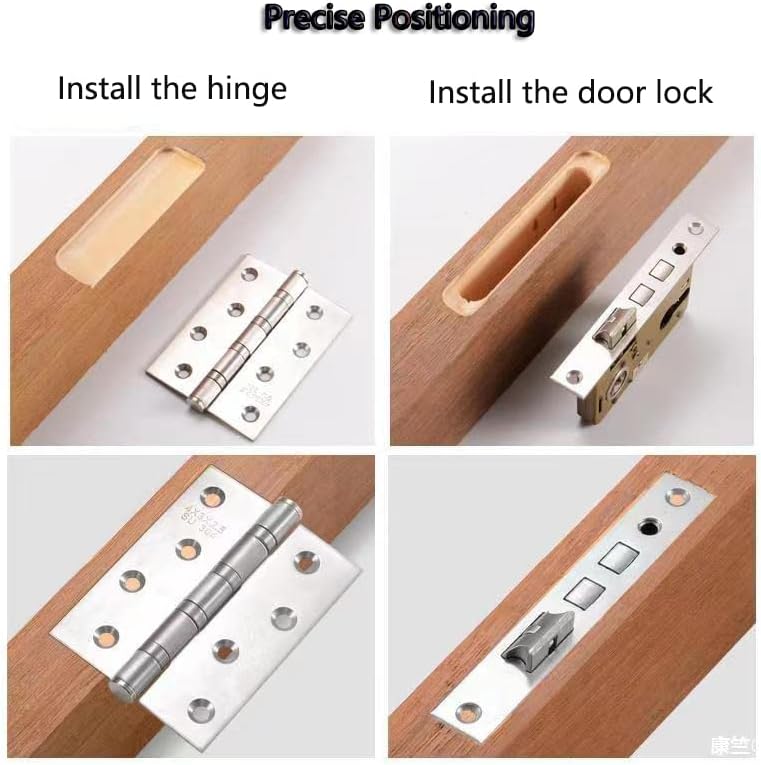 Miniatura 6 de Plantilla de bisagra de puerta de aleación de aluminio, agujero de bisagra de puerta, abridor de agujeros para carpintería, bisagras para