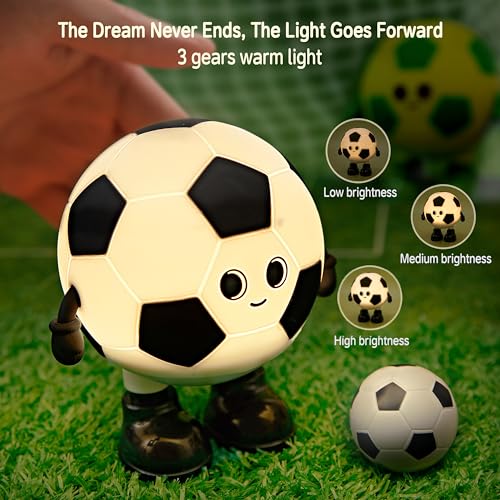 Image of Soccer Night Light, 7 Colors Dimmable Bedside Lamp, Touch Control Night Lamp with Timer for Kids Adults, Used for Camping Party Room Decor (Soccer)
