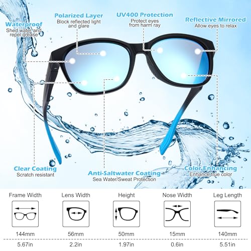 Geiserailie 2 Pcs Polarized Floating Fishing Sunglasses UV Protection Ultralight Frame for Men Women Boating Kayaking Fishing Water Sport Running Cycling Golf Glasses2