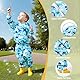 FILOWA Kinder Regenanzug für Baby Jungen Wasserdicht Leicht Regenjacke und Regenhose Atmungsaktiv Regenkleidung mit Reflektor Regenset Zweiteiliger Regendichte Kleidung 1-2 Jahre, Blau Dinosaurier