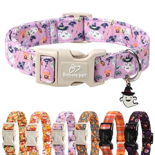 Babole Pet Halloween Dog Collar Cute Wizard Ghost Puppy Collar - Light Comfortable Adjustable Pet Collars for Small Medium Large Girl Boy Dogs L
