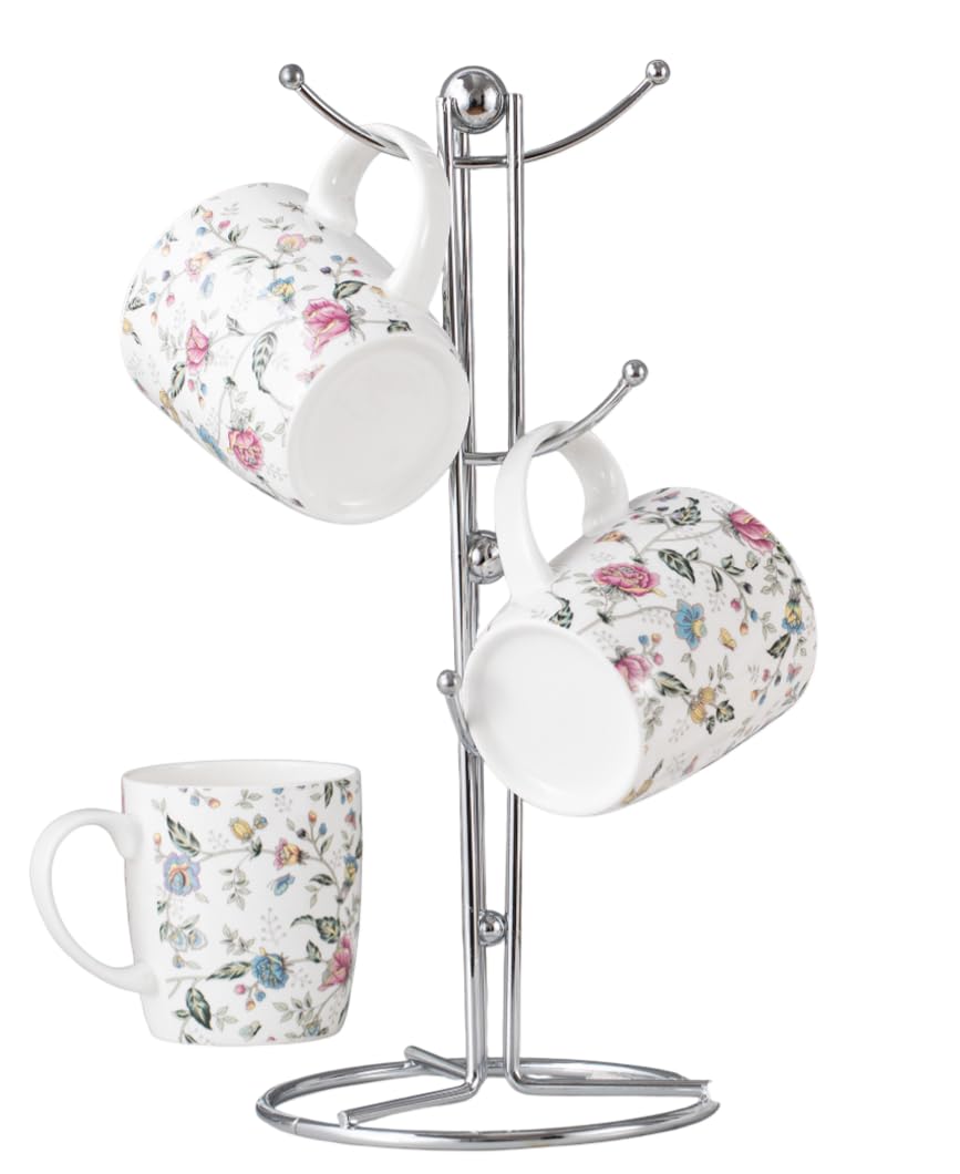 Kitchen Roll Holder Mug Tree Set Paper Towel Holder Cup Holder Mug Stand for Kitchen Countertop Durable Mug Holder with 6 Hooks-Kitchenware