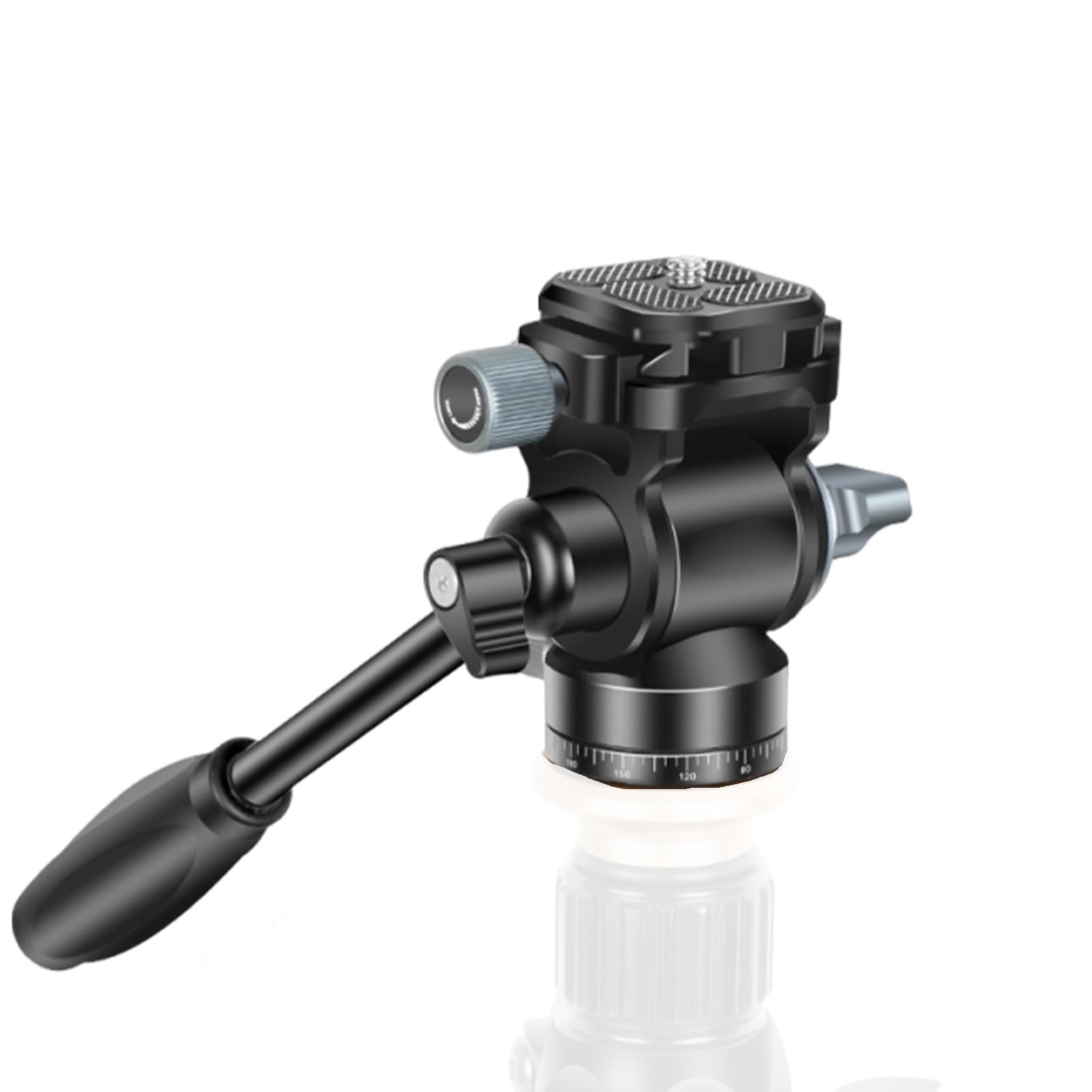 Elprico Testa per Treppiede, Testa per Videocamera Panoramica in Lega di Alluminio con Maniglia Staccabile, Rotazione a 360° Inclinazione a 180° Carico 8 Kg, per Viaggi DSLR