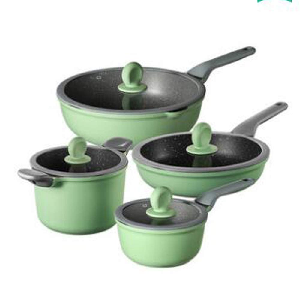 Kochgeschirr-Kit-Kochgeschirrset-Suppen-Topf-Pfanne Kochwerkzeug Nicht-Schicht-Küche Induktion Kocher Milch Pot Nudeln Wok Hotpot Auflauf (Größe: Set Mahlzeit 2) ()