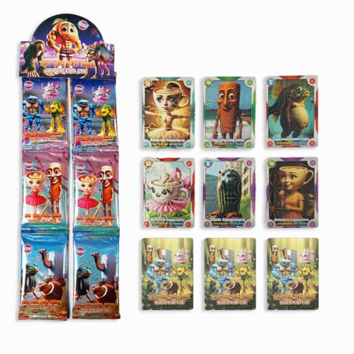 OPVYAEU 48 Brainrot Karten Sammelkartenset Shanhaijing 2 6 Packs Italienische Brainrot Sammelkarten für Kinder Pädagogische Tierkarten Flashcards Ideales Geschenk & Sammelspaß ohne Duplikate