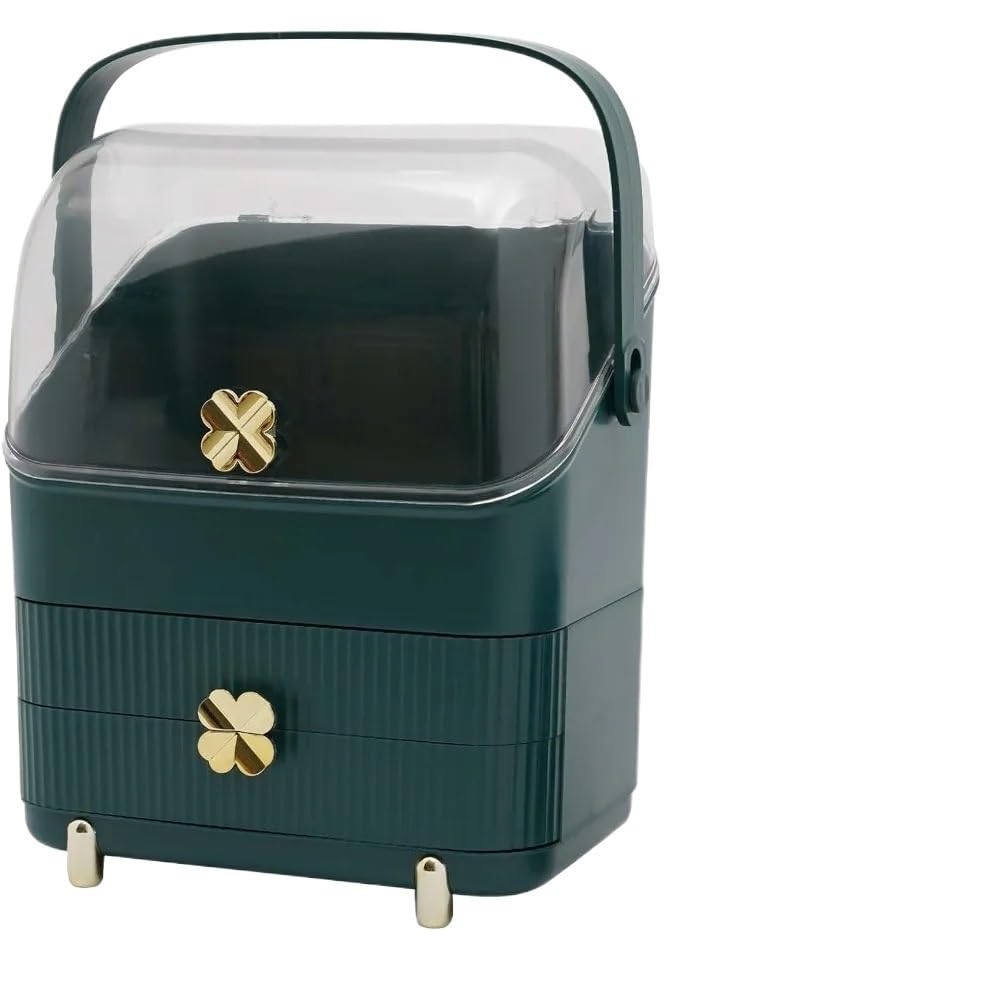 SkyjOy Makeup Organiser Cosmetic Organisers Beauty Organiser Storage Box Dustproof With Lid Carry Handle Drawers For Dresser