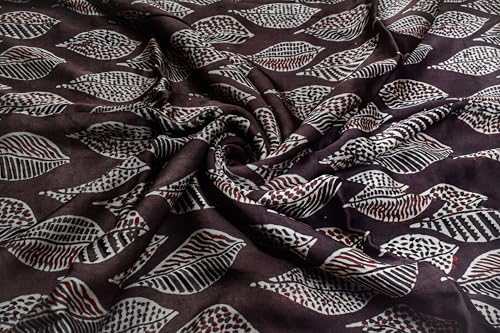 Image of Ethnics of Kutch Women's Ajrakh Modal Silk Natural Dye Hand Block Print Unstitched Kurta Fabric (For Lenght - Refer Bullet Point Below)