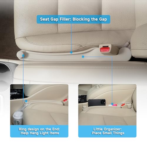Image of Givifive Car Seat Gap Filler Set of 2, Soft Foam Multifunctional Seat Side Gap Filler with Organizer & Hook Function, 3in1 Gap Stopper Universal Fit Car SUV Truck Fill The Gap Between Seat & Console