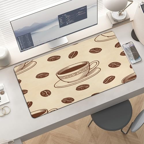 Escritorio Beige Marrón Alfombrilla Grande Impermeable miniatura 6