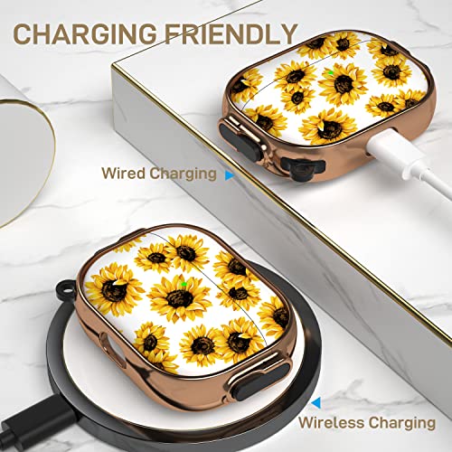 Image of Maxjoy for AirPods Pro 2nd /1st Generation Case with Lock, Cute AirPods Pro 2 Case Lock Protective Hard AirPod Pro Cover for Women Girly with Keychain for Airpod Pro (2023 /2022 /2019), Sunflower