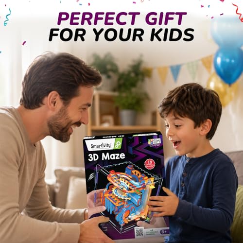 Image of Smartivity 3D Maze STEM Toy for Kids Age 8-14 Years | Gravity Balance Puzzle | DIY Building Kit for Focus & Coordination | Screen-Free Birthday Gift for Boys & Girls | 10 Challenges