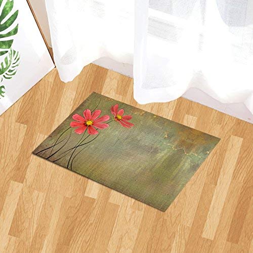 STATUS 15"x23" 3D Digital Print Nylon Anti Slip Door Mat (Pack of 1) (Flower Print)