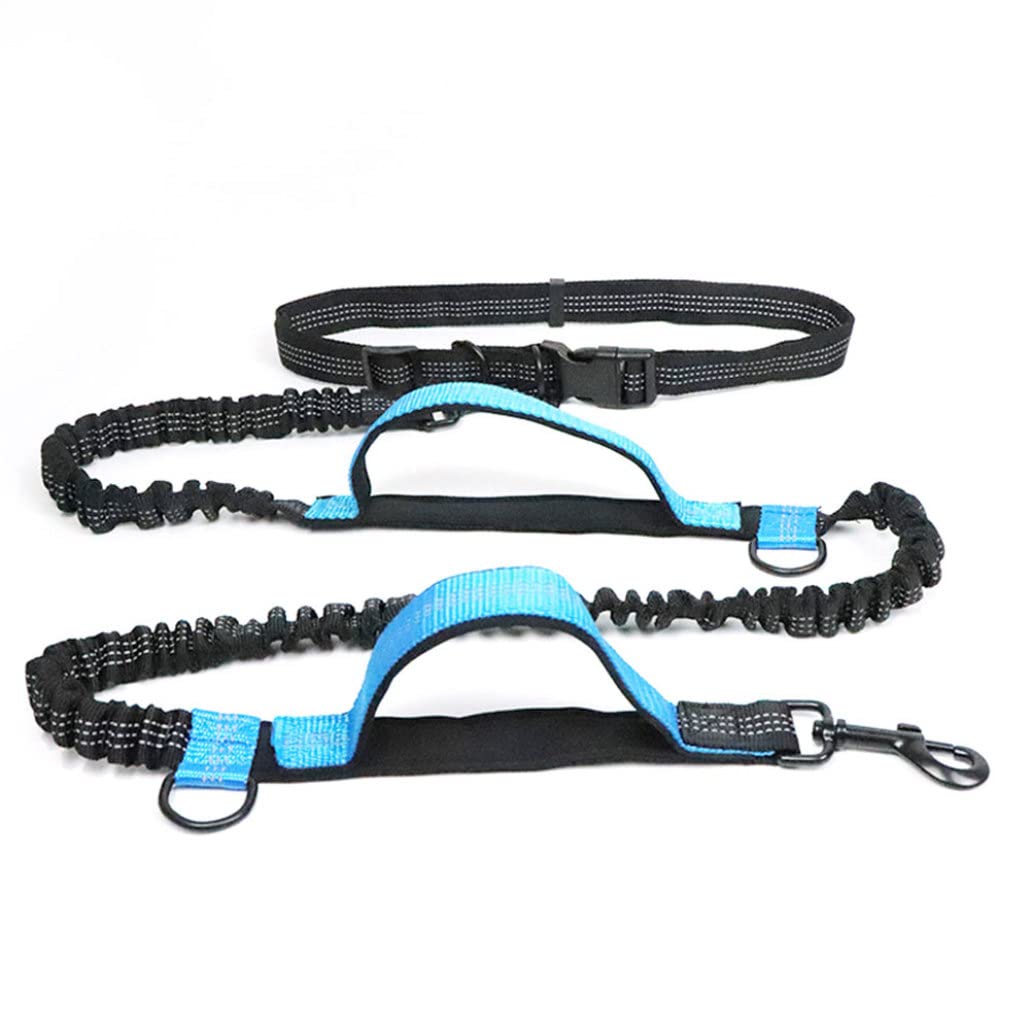 Guinzaglio per Cani da Corsa Cintura da Passeggio per Cani Regolabile Guinzaglio Cintura in Vita Mani libere Doppio Riflettente telescopico per Cane Blu per Uso Domestico