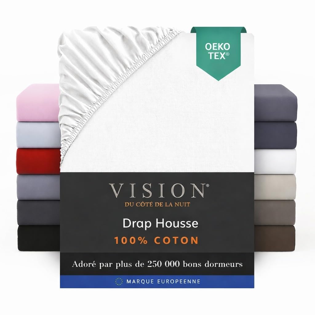 Vision Fitted sheet, 100% cotton, white, 160 x 200 cm