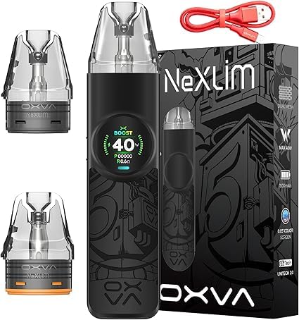 OXVA NeXLIM Vape Kit - 1500mAh Battery 40W E-cigerette 0.85INCH Screen No Nicotine (Power Black)