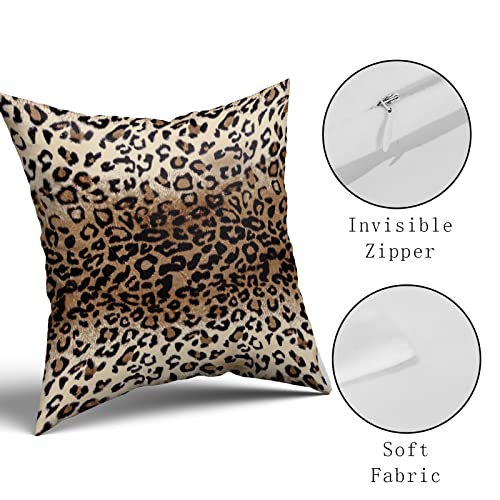 Sweetshow Brown Leopard Pillow Cover 18X18 Inches Cheetah Throw Pillows Set Of 2 Soft Cotton Leopard Print Decorative Throw Pillow Covers For Home Couch Sofa Bedroom Livingroom thumb #2
